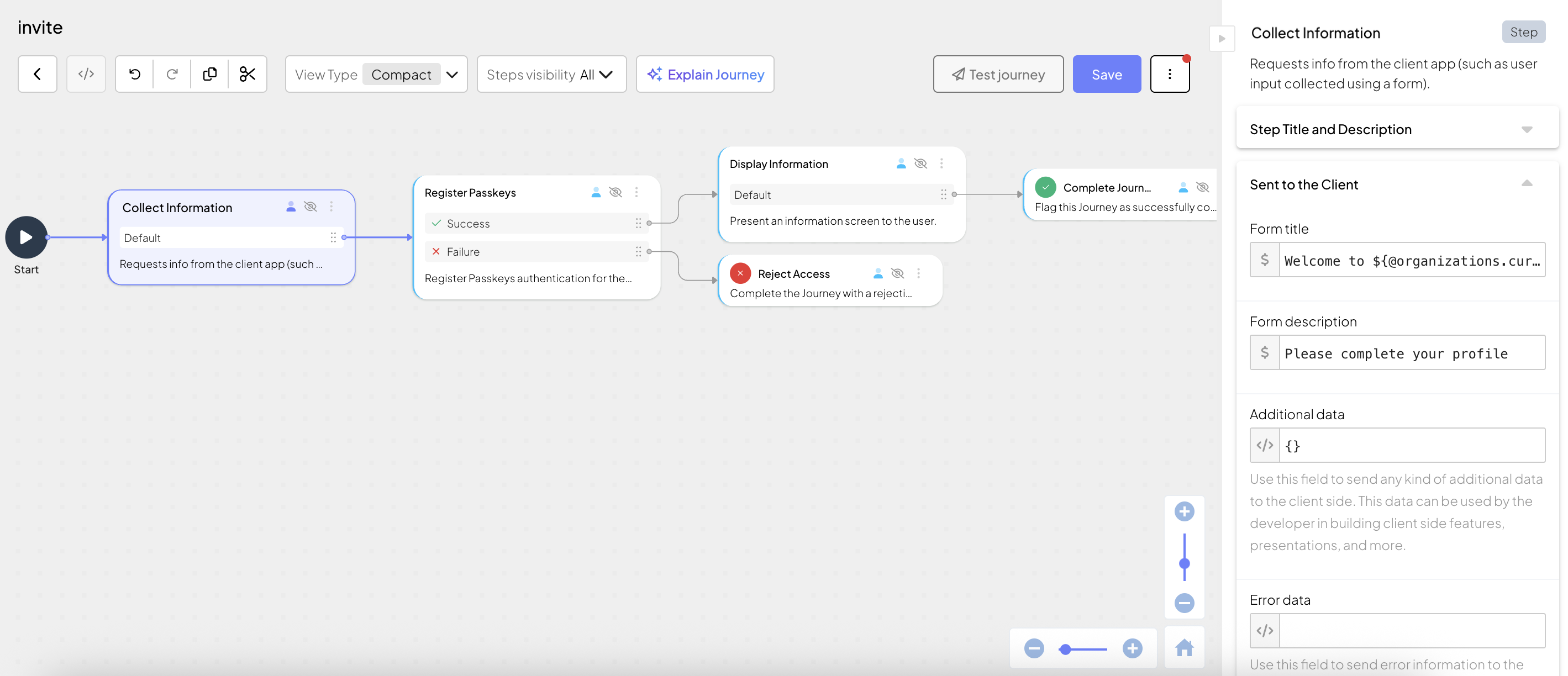 B2B invite journey example