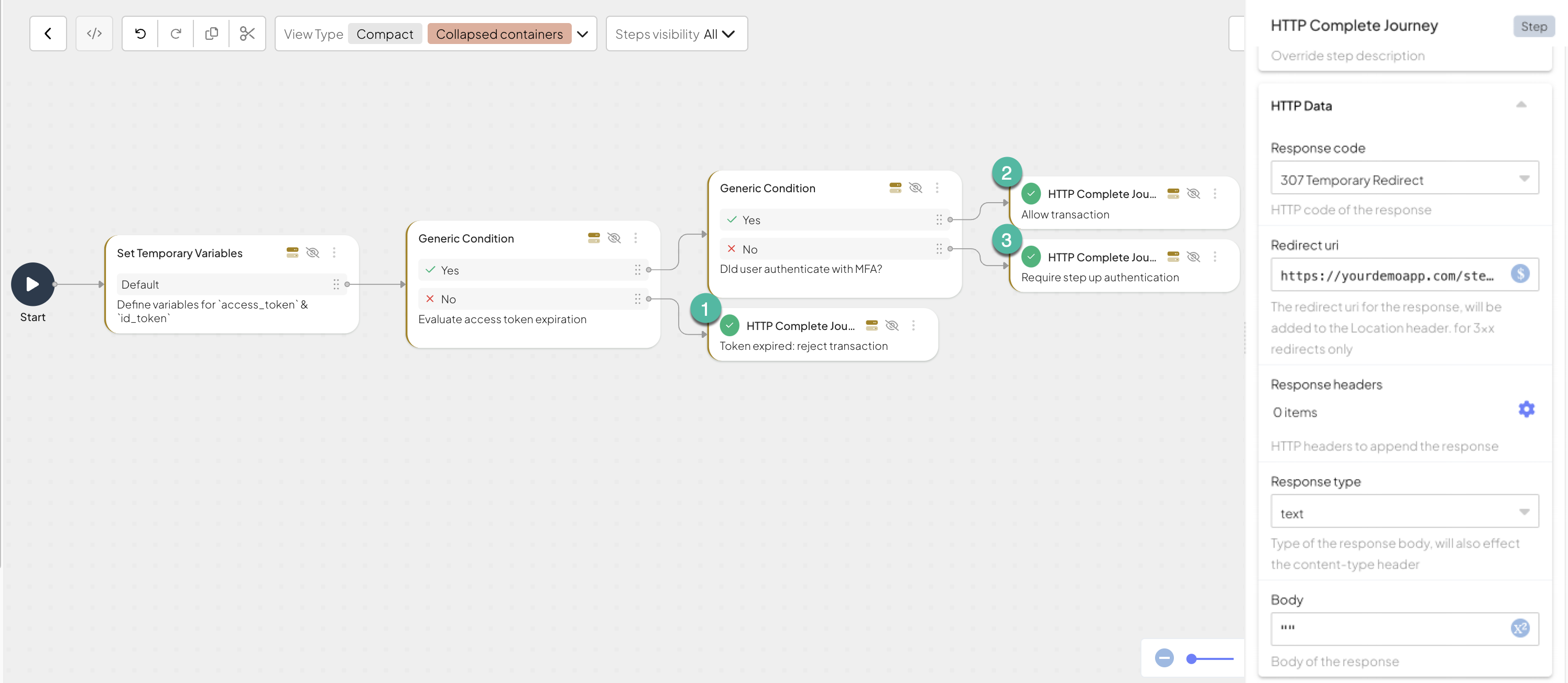 HTTP Complete Journey step example