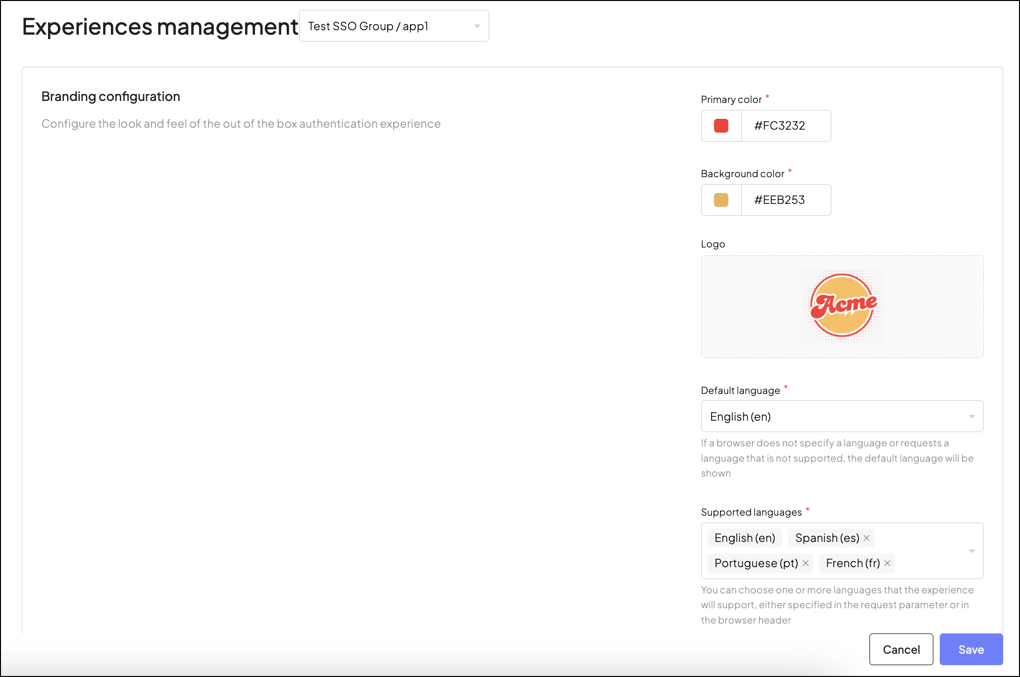 SSO service branding options